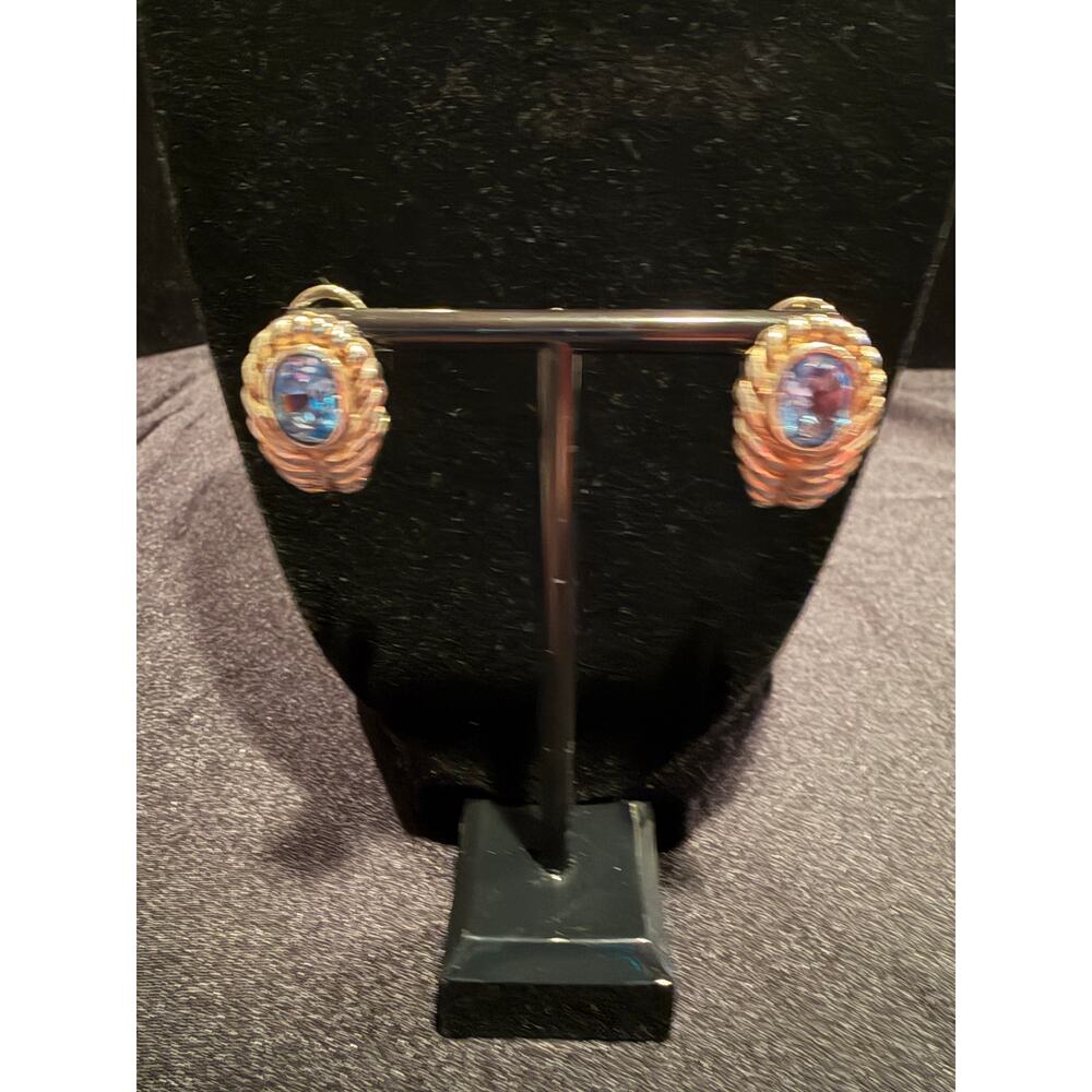 Sterling 925 Blue Topaz Lever-back Earrings 26mm